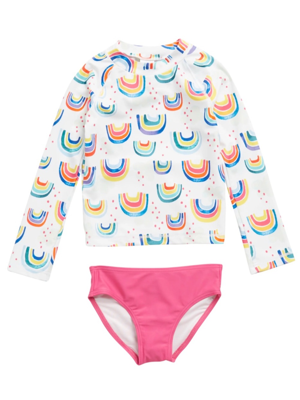 Harper Canyon 4 Swim Set Long Sleeve Rash Guard Set White Rainbow Clouds